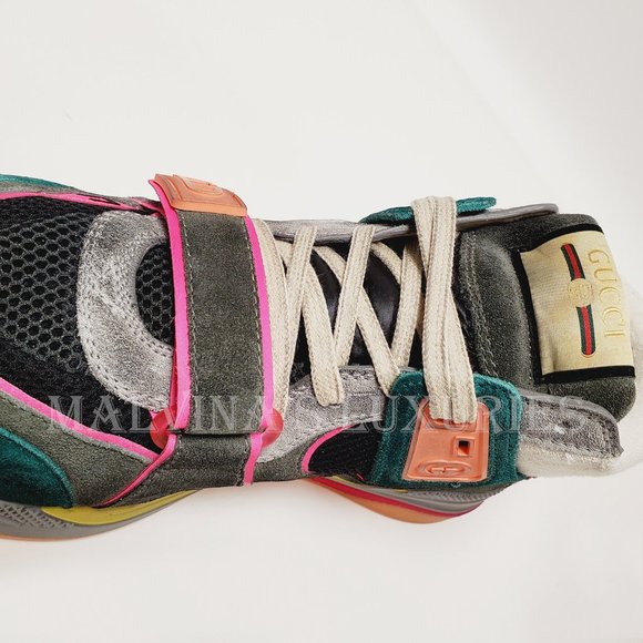 GUCCI SNEAKERS MENS ULTRAPACE MID TOP LEATHER SHOES w LOGO sz 8G 8.5 US - Picture 13 of 16